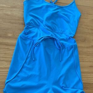 Womens blue athletic romper